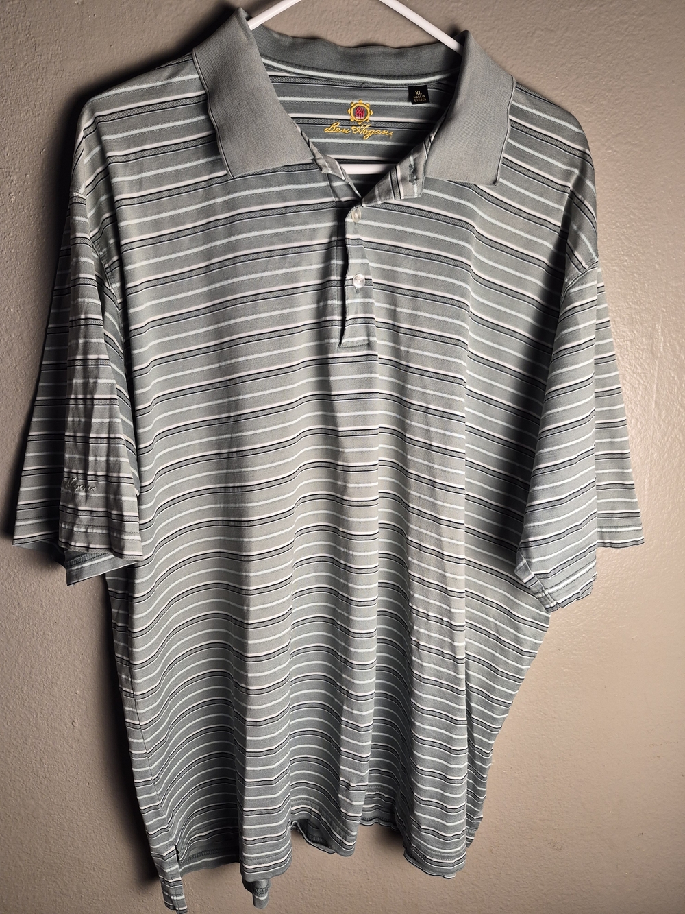 Hogan Light Greenish Gray Striped Polo Shirt